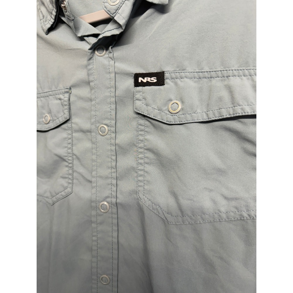 NRS Guide Wear Nylon Polyester Long Sleeve Button-Up Shirt Blue Mens UPF 50 M - Picture 4 of 6